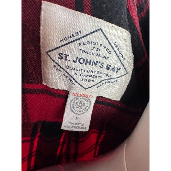 Mens Red & Black Plaid Button-Up Shirt By St. Johns Bay M - Picture 6 of 16